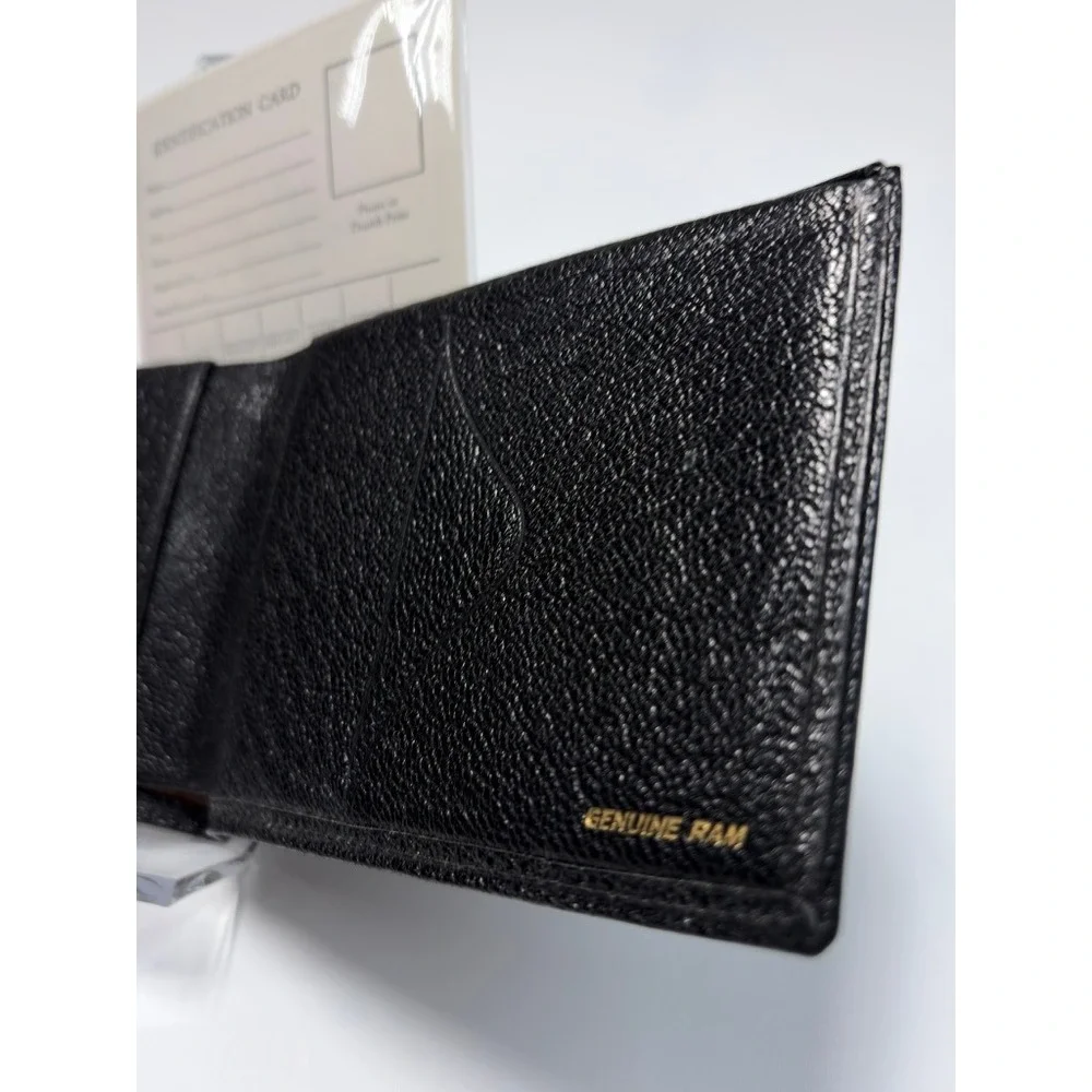 Biagi by Swank Black Genuine Ram Leather Bifold Wallet With Papers 1970's